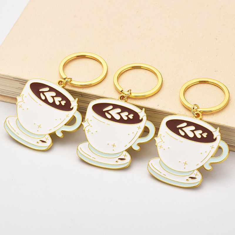 Wholesale Creative Latte Art Coffee Metal Keychain
